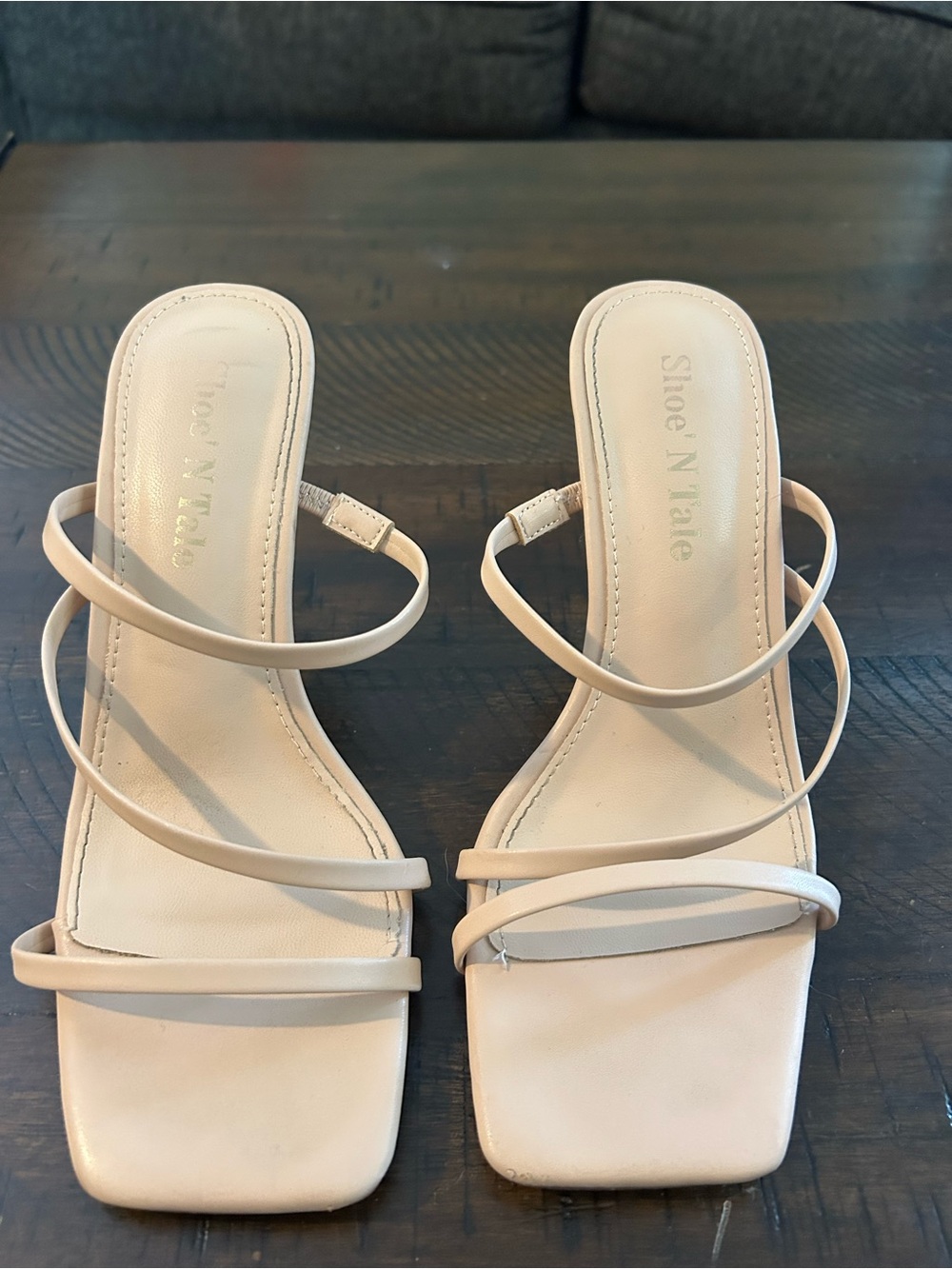 ShoeNTale Beige Multi-Strap Square-Toe Mules